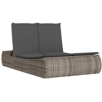 vidaXL Tumbona Doble Con Cojines Rat&aacute;n Sint&eacute;tico Gris Vidaxl