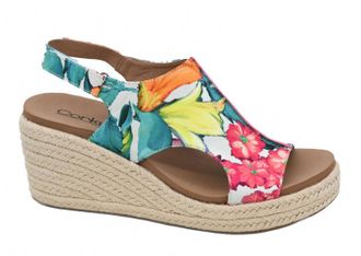 Corkys Footwear Womens Carley Wedge Sandals In White Floral