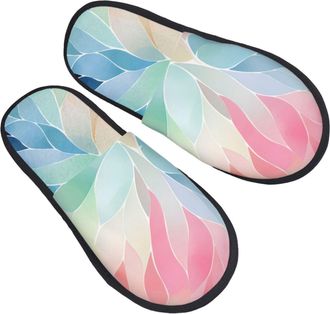 Generic Watercolor Rainbow Flower Flower Boho Men Women House Slippers Warm Slippers Cosy Sliders For Indoor Outdoor Bedroom L