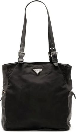 Prada 2000-2013 Vitello Tessuto Pockets shopper met afwerking - Zwart