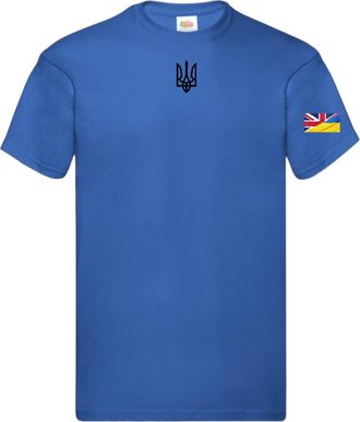 Generic Ukrainian Trident Emblem T Shirt Split Ukraine United Kingdom Flag on Sleeve (UK, Alpha, 4XL, Regular, Regular, Blue)