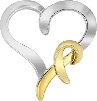 House of Brilliance 925 Sterling Silver and 14K Yellow Gold Two-Tone Heart Shaped Pendant Necklace at Nordstrom
