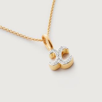 Monica Vinader Gold Alphabet X Diamond Fine Chain Necklace Adjustable 46cm/18 Diamond