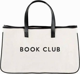 Santa Barbara Womens Canvas Tote Bag - Book Club In White