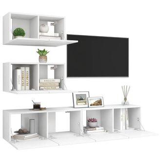 Berkfield Home Modern 4 Piece TV Cabinet Set White Engineered Wood