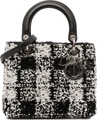 Dior Pre-owned Womens Lady Sequin Tote - Black Leather - One Size