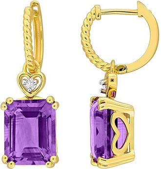 Rina Limor Silver 6.48 Ct. Tw. Amethyst, White Topaz Heart Earrings