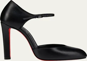 Christian Louboutin 100mm Fanny Demie Leather Ankle-Strap Pumps