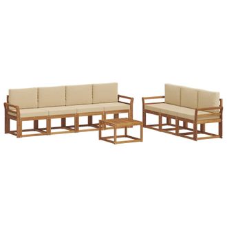 vidaXL Conjunto De Sof&aacute;s De Exterior Con Coj&iacute;n 8 Pcs Natural Y Beige Vidaxl