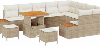 vidaXL Garden Sofa Set with Cushion 12 pcs Beige Poly rattan Vidaxl