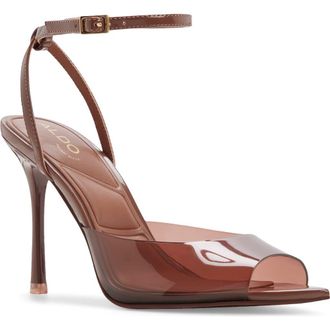 Aldo Belen Ankle Strap Peep Toe Sandal in Brown at Nordstrom, Size 6.5