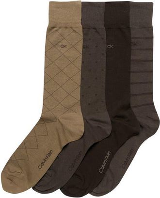 Calvin Klein Assorted 4-Pack Cotton Blend Crew Socks in Taupe Assorted at Nordstrom