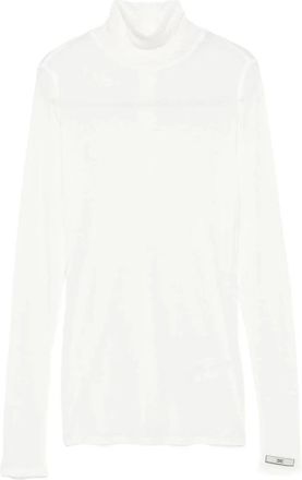 Elisabetta Franchi Overhemden, Dames, Wit, M, Witte Hoge Hals Sweater