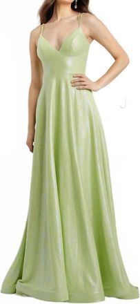 Jovani Double Strap Shimmer Gown In Light Green