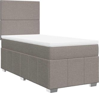 vidaXL Cama Box Spring Con Colch&oacute;n Tela Gris Taupe 80x200 Cm Vidaxl