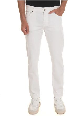 HUGO BOSS 5-Pocket Denim Jeans met Leren Passante - Heren - Slim Fit Jeans - Wit - W34 - Denim - Jeans