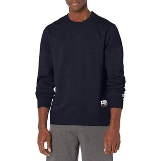 Champion Sueded Fleece Pullover Crew Neck Sweatshirt In Navy