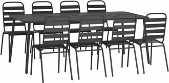 vidaXL Juego De Comedor De Jard&iacute;n 9 Piezas Acero Gris Antracita Vidaxl