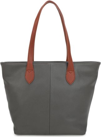 Generic Vegan Leather Tote Bag, Womens Shoulder Bag with Contrast Straps, Satchel 38x28x14 cm (Dark Grey)