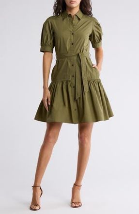 Derek Lam Luma Cotton A-Line Shirtdress in Hunter at Nordstrom Rack, Size 14