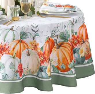 Elrene Pumpkin Harvest Vine Double Border Round Tablecloth