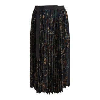 sacai Rok met bloemenprint - Dames - Rokken - Blauw - Maat: 4XS Poliester