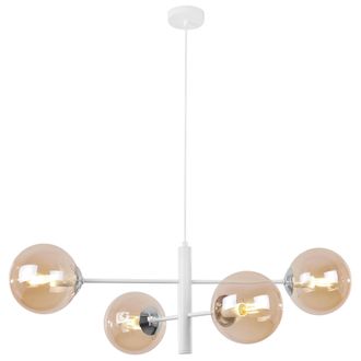 OEM L&aacute;mpara Colgante Vicenza Cromo Blanco 4 Pantallas Planas Miel E14