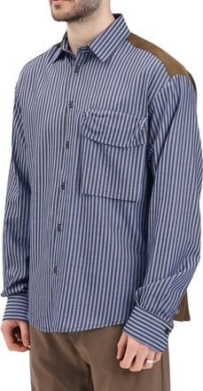 Yes London Brown Light Blue Viscose Polyamide Shirt