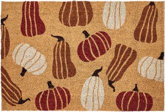 Beliani Felpudo De Fibra De Coco Antideslizante 60 X 90 Cm Con Dorso De Pvc Motivo Calabazas Multicolor Pandin