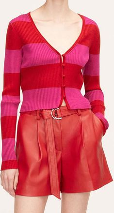 Rebecca Taylor Vegan Leather Belted Short