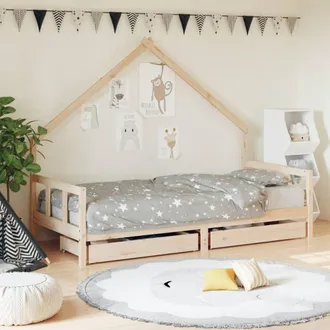 vidaXL Estructura De Cama Para Ni&ntilde;os Con Cajones Madera Pino 90x200 Cm Vidaxl