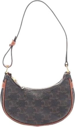 Celine Pre-owned AVA Mini Triomphe Coated Canvas Handbag - Dames - Vintage Mini Tas - Bruin - ONE Size - Leer - Vintage