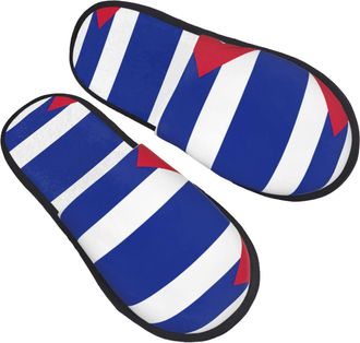 Generic Furry Slippers Cuban Flag Printing Home Slippers Unisex Washable House Shoes For Winter Bathroom Bedroom L