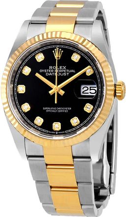 Rolex Datejust 36 Black Diamond Dial Mens Stainless Steel and 18kt Yellow Gold Oyster 126233BKDO