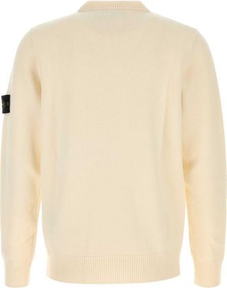 Stone Island Mens Ivory Wool Blend Sweater Exterior: Virgin Nylon Maglieria