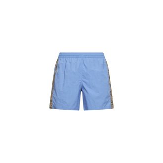 Burberry Beachwear, male, Blue, Size: 2XL Check Trim Swim Shorts
