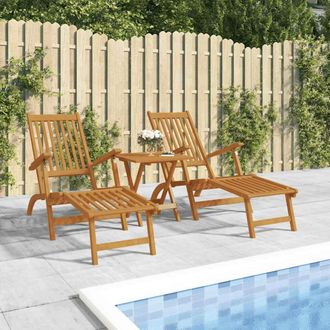 vidaXL Vidaxl - Silla De Jard&iacute;n Con Reposapi&eacute;s Y Mesita Madera Maciza De Acacia