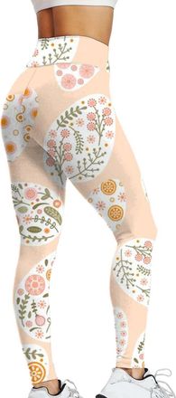 Generic Womens Tights Leggings Hight Waist Soft Yoga Pants Womens Bunny Rabbits Easter Eggs Floral Pattern Stretchy Leggings Cute Maternity Tops (Orange, XL)