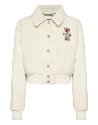 Philipp Plein Leren Bomber Teddy