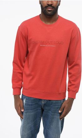 Brunello Cucinelli Crew Neck DREAM OUT LOUD Cotton Blend Sweatshirt with Embroi size Xs