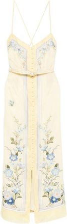 Self Portrait Yellow Floral Viscose Midi Dress