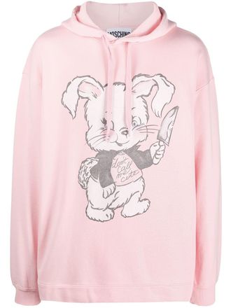 Moschino bunny print hoodie - men - Cotton - 44 - Pink