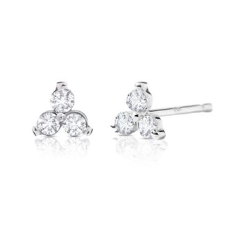 MAX + STONE 14k Solid Gold Lab Grown Diamond Triplet Stud Earrings
