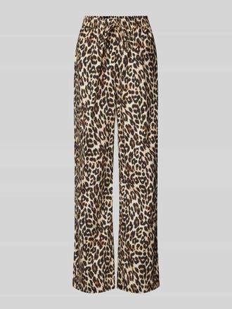Lollys Laundry Flared Stoffhose mit Animal-Print Modell Rita in Mittelbraun, Gr&ouml;&szlig;e M