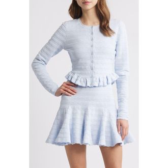 LoveShackFancy Rogan Pointelle Cardigan in Morning Sky at Nordstrom, Size X-Small