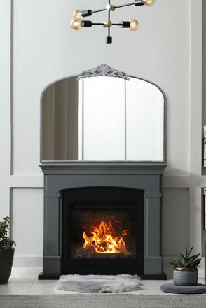 MirrorOutlet Silver Metal Framed Classic Arched Wall Mirror 40 X 31 (102 X 80CM) | Size: 1 Pack