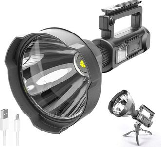 No Brand Foco Recargable Superbrillante, Linterna T&aacute;ctica Con 4 Modos, Potente, Port&aacute;til, Foco Led Impermeable, Salida Usb