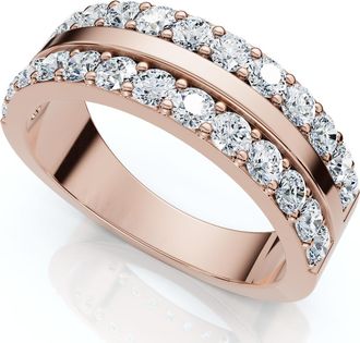 Pompeii3 1Ct Diamond Wedding Double Row Anniversary Ring Gold Lab Grown