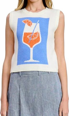 Mint Summer Spritz Sweater Vest In Cream