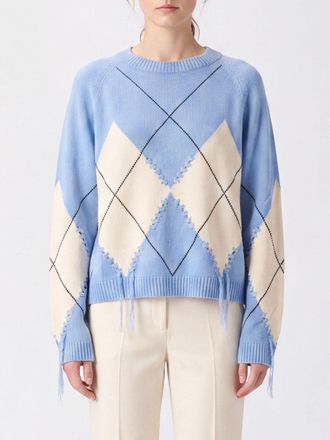 Pinko Berna Argyle Wool and Cashmere Jumper with Fringe Details